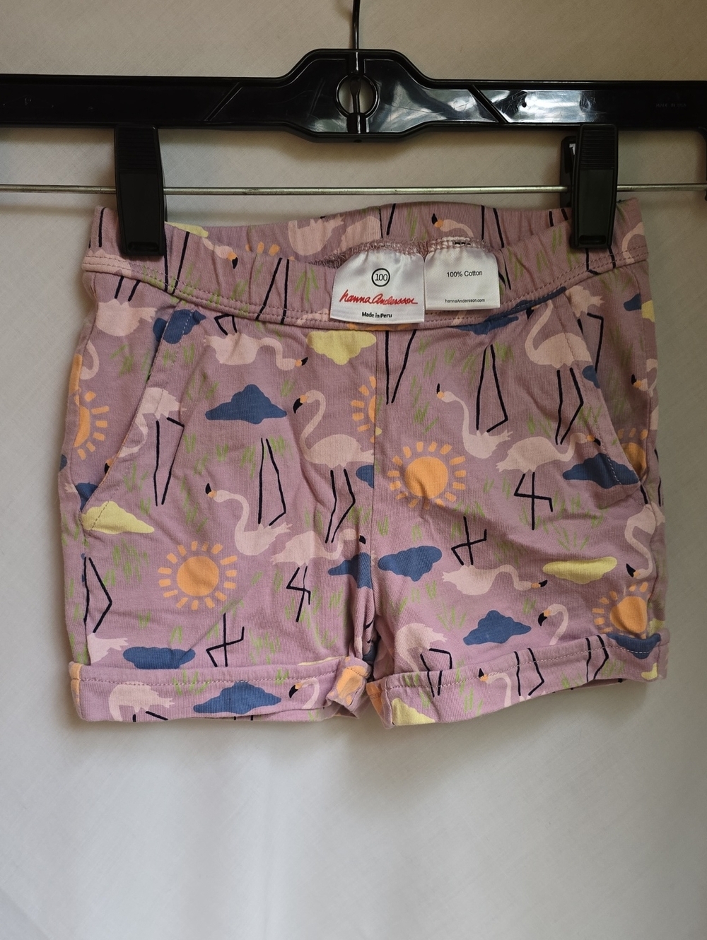 Hanna Andersson Lilac Flamingo Print Cotton Shorts